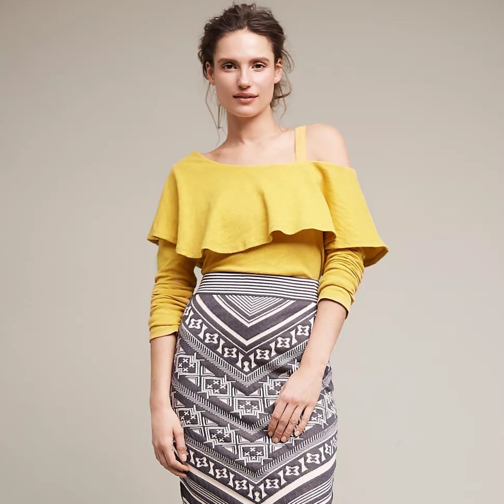 Anthropologie Asymmetrical Ruffle Top